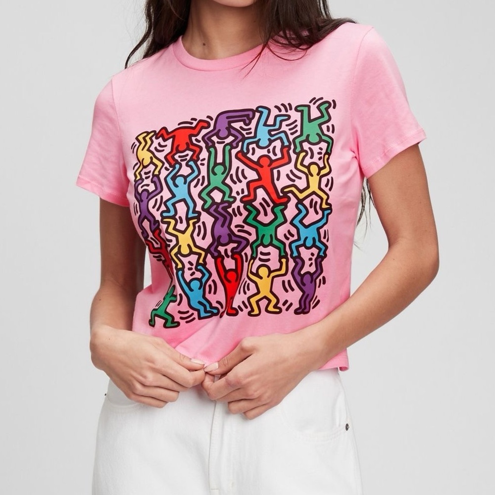 GAP x Keith Haring Cropped Pink Graphic Tee